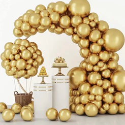 KIT 25 BALÃO DOURADO CROMADO 9’ + 50 BALÃO 5’ DOURADO CROMADO(CHOCO)