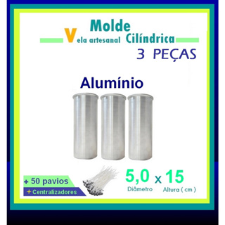 Forma para Vela 7 DIas -3 unidades Alumínio + Pavio/ Centralizadores em Oferta na Shopee