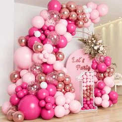 kit 125 BALAO 50 BALÃO PINK 7’ + 50 BALÃO ROSA CANDY 8’ + 25 BALÃO ROSE GOLD CROMADO 5’ (CHOCO)
