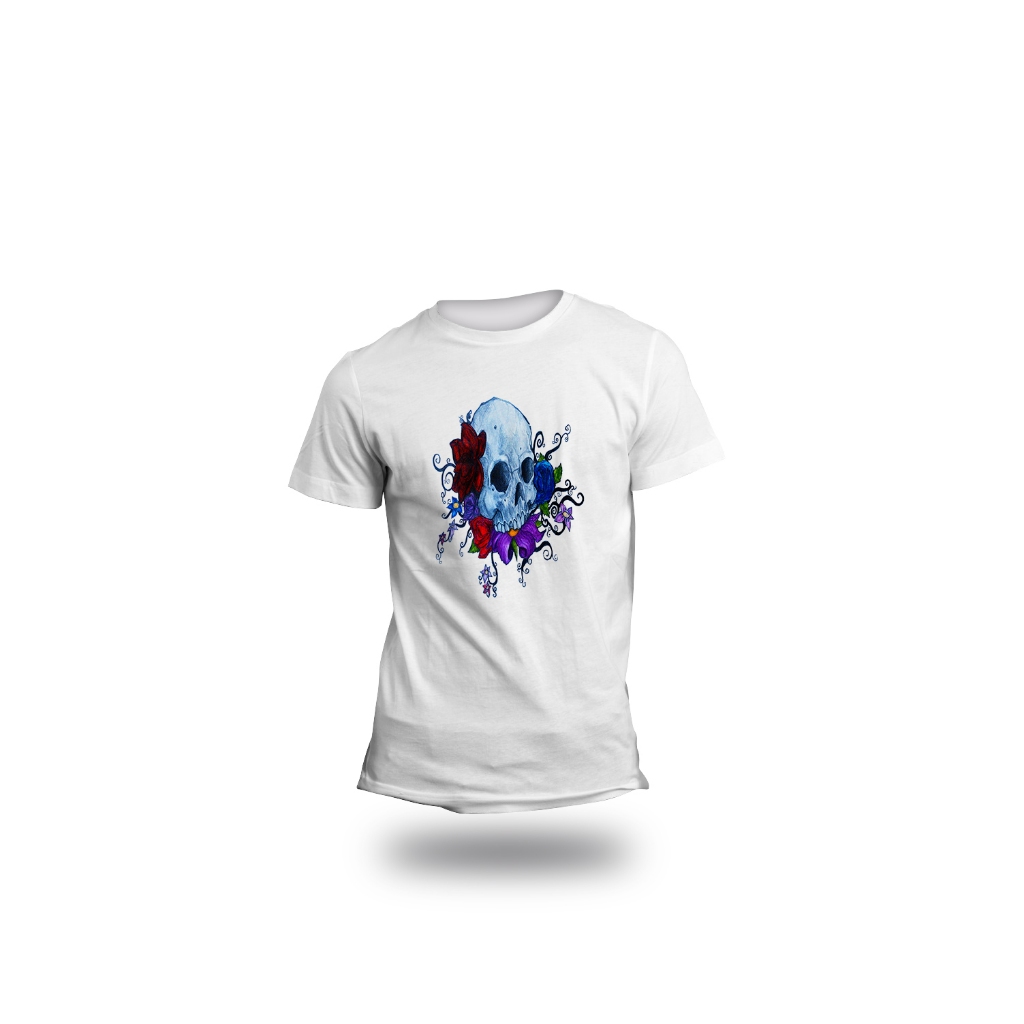 Camiseta estampa Caveira Blusa Personalizada Poliéster T-shirt BabyLook Feminina e camiseta unissex
