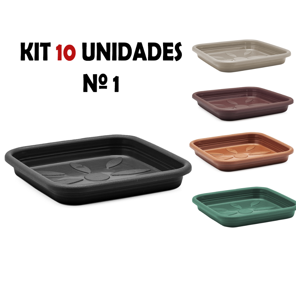 Kit 10 Pratos De Vaso Quadrado De Plástico Resistente N 1 em Oferta na Shopee