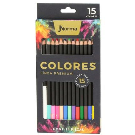 Lapis de cor premium otima qualidade marca Norma com 15 cores ponta grossa e resistente