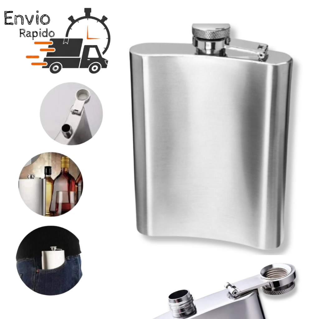Cantil Porta bebidas Inox De Bolso  Whisk Vodka Rum Cachaça Licor Frasco 200ml movel doses bebidas shop