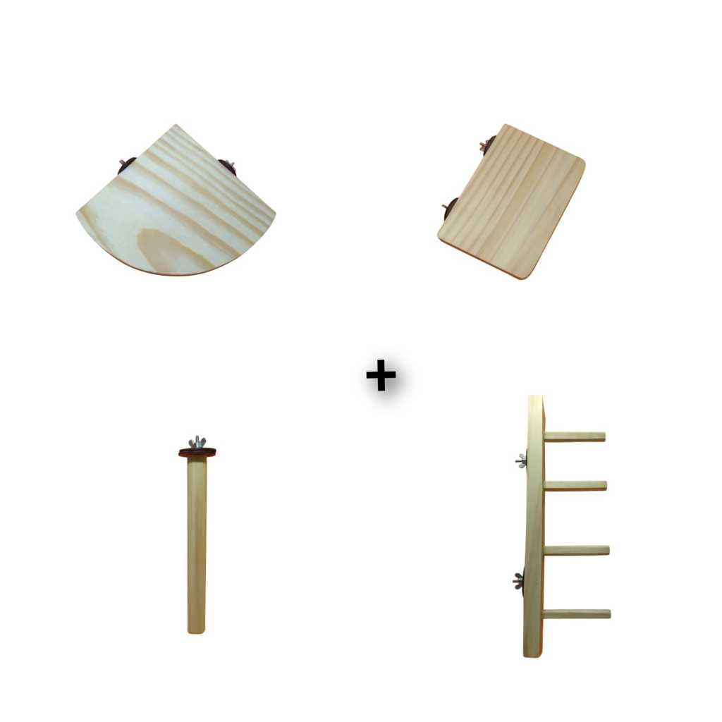 Kit 4 Poleiros Brinquedos Diferentes Para Pássaros e Roedores em Oferta na Shopee