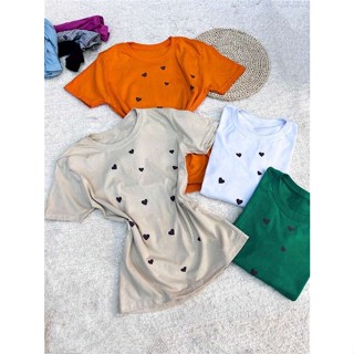 Blusa camiseta tshirt feminina manga curta algodão 100 % Gola careca sempre com estampa coracao pequeno