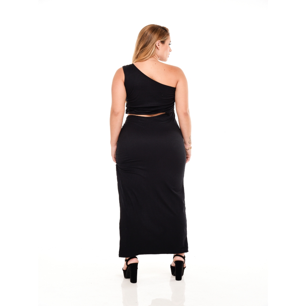 VESTIDO FEMININA CANELADO LONGO MULA MANGA REF 48