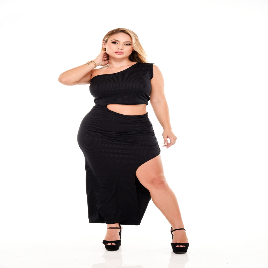 VESTIDO FEMININA CANELADO LONGO MULA MANGA REF 48 em Oferta na Shopee