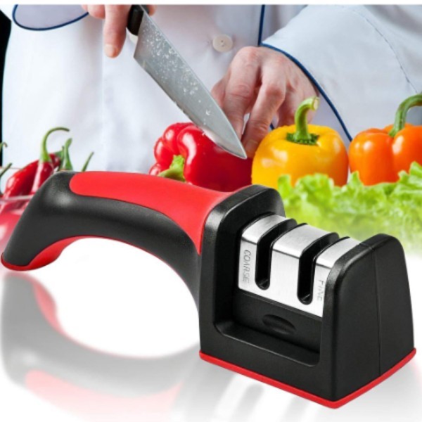 3 Unidades Amolador Faca Profissional Base Emborrachado Aço inox