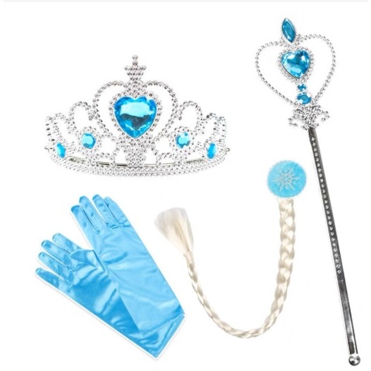 Kit COM 4pçs Frozen Com Coroa, Varinha, Luva E Cabelo Cosplay festas em Oferta na Shopee