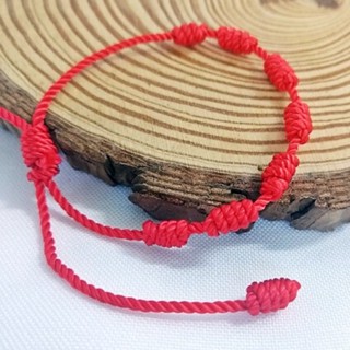 Pulseira Kabballah 7 Nós Vermelha Original Para Sorte E Proteção