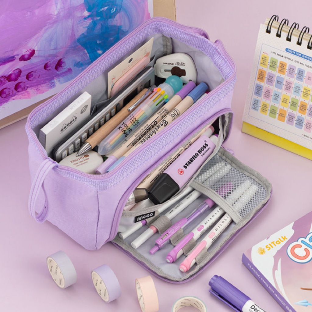 Estojo De Lápis Caneta Esferográfica De Papelaria Armazenamento Portátil De Grande Capacidade