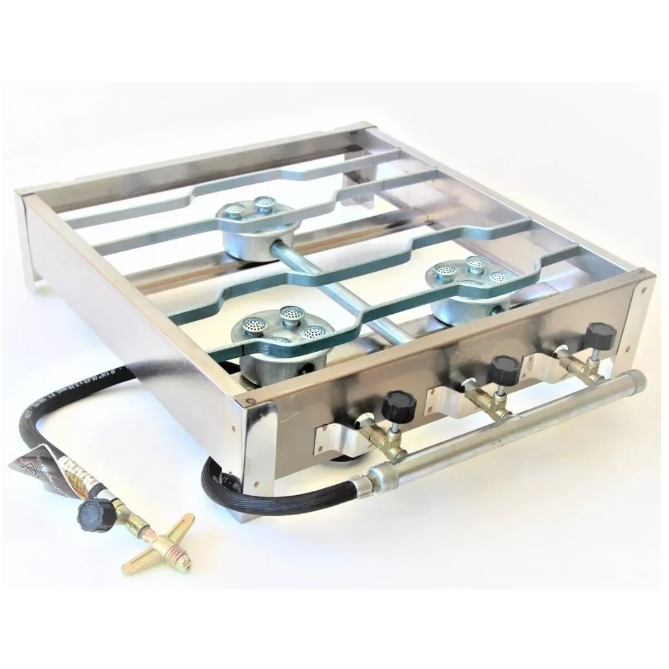 Fogão Fogareiro Inox de Alta Pressão Caminhoneiro 3 Bocas A Gás Reforçado Ideal Pra Camping Pesca Laser Cozinha