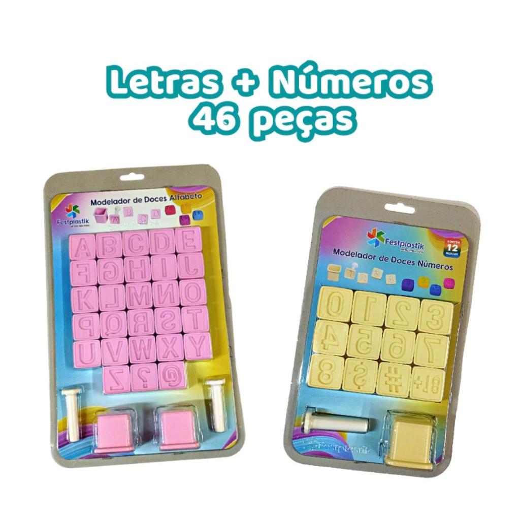 Kit Modelador de Doces Letras ou Números - Moldes Ejetor 3D - Festplastik em Oferta na Shopee