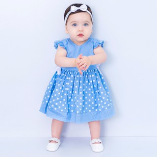 Vestido Bebe Menina com Tiara 100% Algodão Mundo Nina Kids