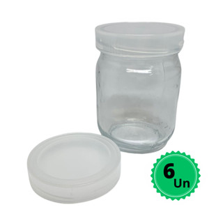 Conj C/6 Potes De Vidros 200ml c/Tampas Leite Materno