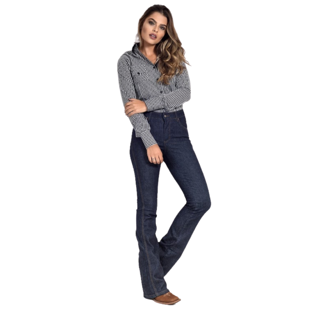 Calça Jeans Feminina Estilo Country Resistente Casual Costura Grossa Confortável Dia a Dia Trabalho - Ref:1228 em Oferta na Shopee