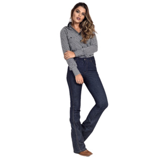 Calça Jeans Feminina Estilo Country Resistente Casual Costura Grossa Confortável Dia a Dia Trabalho - Ref:1228 em Oferta na Shopee