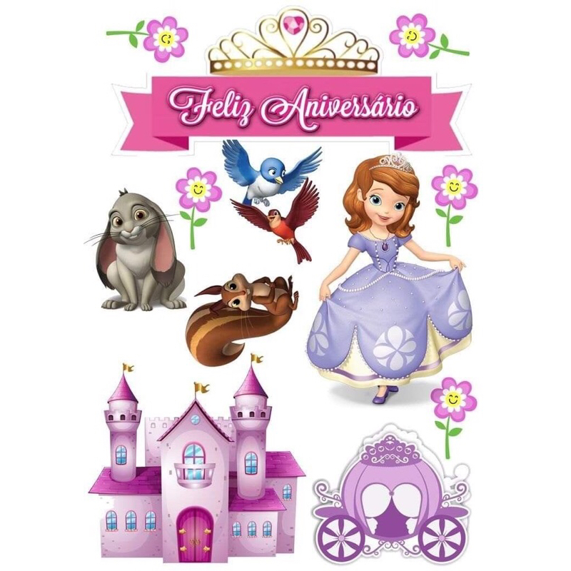 Topo de bolo PRINCESA SOFIA personalizado com nome, pronto para uso aniversário e mesversario
