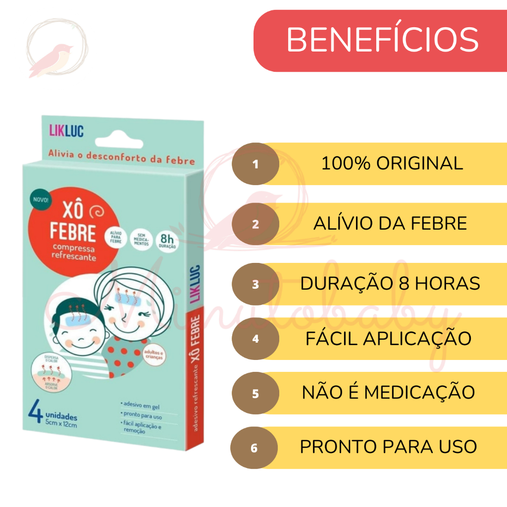 Detalhes do Kit Vacina com Pikluc Alívio da Injeção + Xô Febre Compressa Likluc Infantil Conforto Térmico Premiu