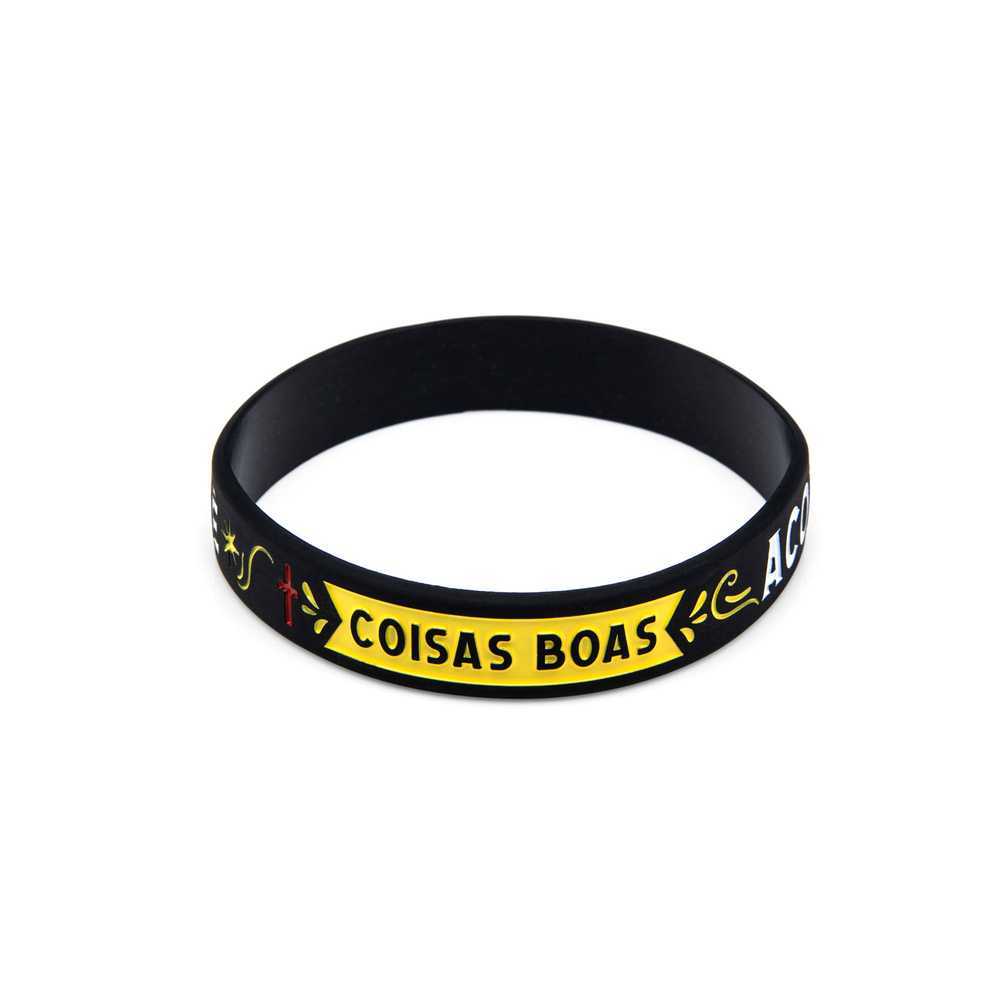 Pulseira Silicone Com Fé Coisas Boas Acontecem! em Oferta na Shopee