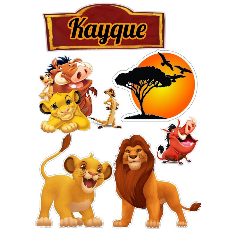 Topo de bolo O REI LEÃO/ SIMBA personalizado com nome pronto para uso aniversário e mesversario