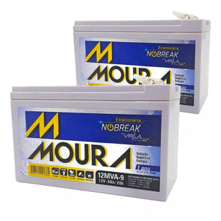 kit 02 Un Bateria Moura 12MVA-9 12V 9Ah para alarme, cerca , no-break, bicicleta