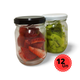 Kit C/12 Potes De Vidros Para Geleia 200ml C/ Tampas Metálicas e Lacres