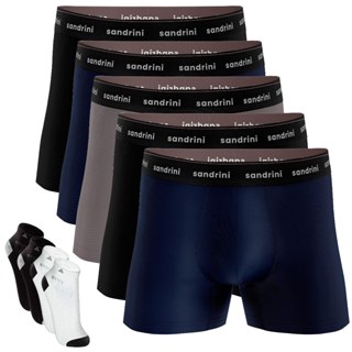 Kit 4 Cuecas Boxer Algodão Sandrini + 4 Meias