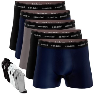 Kit 4 Cuecas Boxer Sandrini Adulto Algodão + 6 Meias Promoção