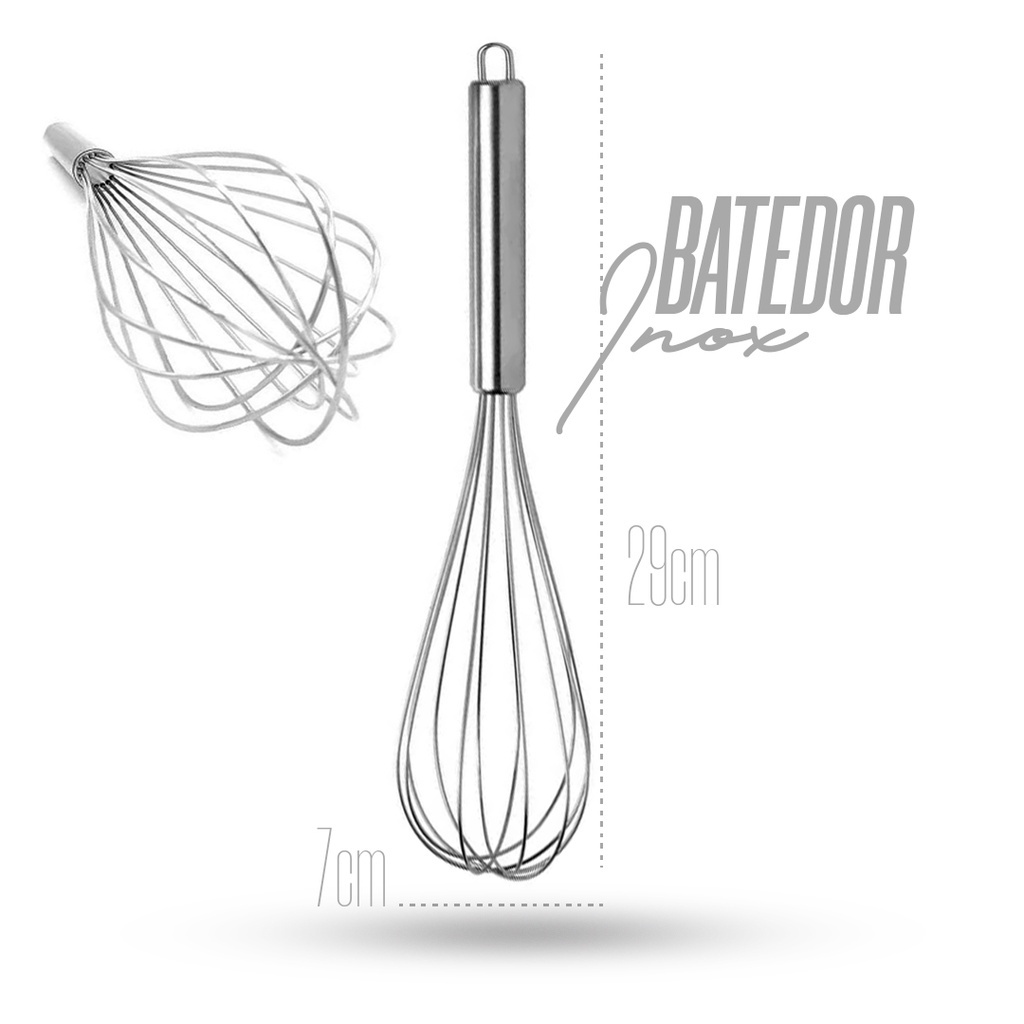 Batedor 29cm Reforçado De Clara Cook Profissional Inox Utensilio De Cozinha Aço Inoxidável