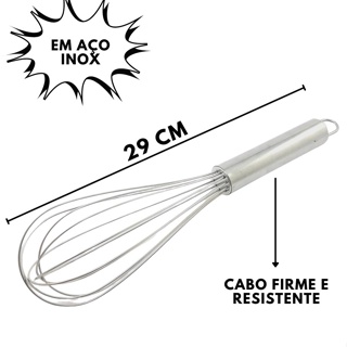 OFERTA Batedor 29cm Reforçado De Clara Cook Profissional Inox Utensilio De Cozinha Aço Inoxidável em Oferta na Shopee