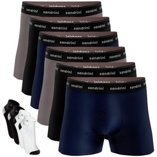 Kit 6 Cueca Sandrini Boxer Adulto Algodão + 4 meias Promoção