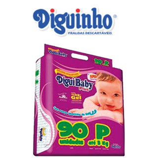 Fralda Descartável Infantil Diguinho DIGUIBABY P/90 PLUS Unidades SUPER PACOTÃO - até 5kg