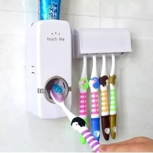 Dispenser de Creme Dental Pasta de Dente com Porta Escovas Ótima Qualidade em Oferta na Shopee