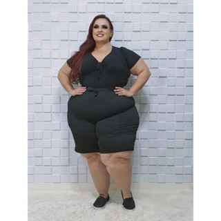 Bermuda Short Plus Size Malha Canelada