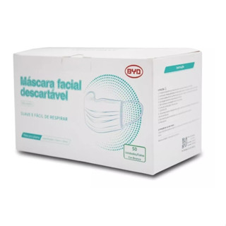 Máscara Descartável Tripla Com Elástico e Clip Nasal Azul B.Y.D