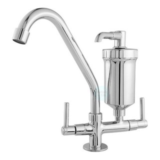 Torneira Com Filtro Cozinha De Bancada Metal Inox Bica Móvel 1/4 De Volta Cromada Refil