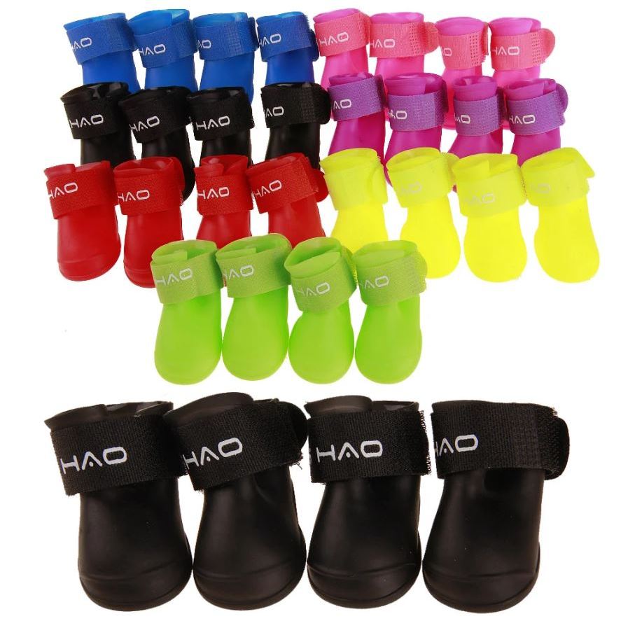 Kit 4 Sapato para Cachorro Gato Pet Bota de Borracha Antiderrapante Botinha a Prova D'água Protetor de Pata LR-0201 em Oferta na Shopee