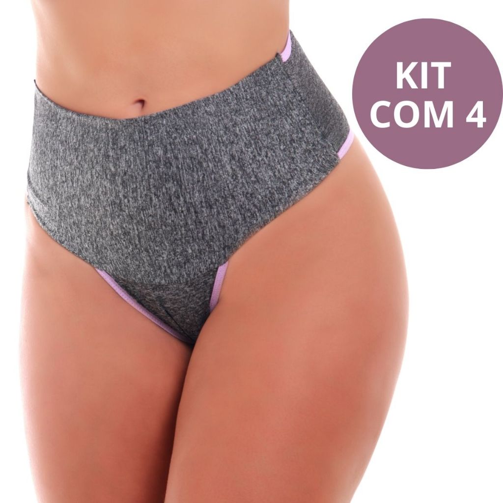 Kit 4 Calcinha Pós Parto Cós Alto Em Microfibra Confortável - Paloma em Oferta na Shopee