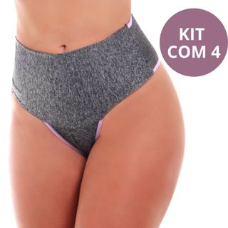 Kit 4 Calcinha Pós Parto Cós Alto Em Microfibra Confortável - Paloma