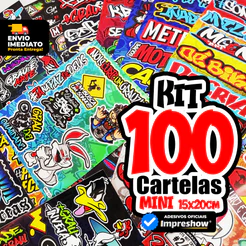 Combo 100 MINI Cartelas de Adesivos Carro Moto Caminhão Bike Atacado Kit