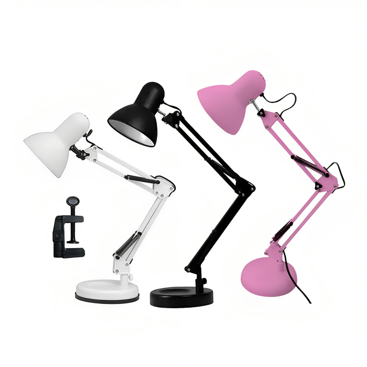 Luminária Abajur De Mesa Articulada Base e Garra 2 Em 1  Luminária Fixar