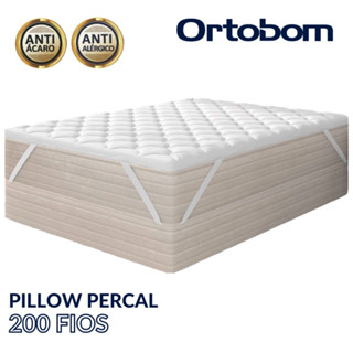 Protetor de Colchão Pillow Top Ortobom 200 Fios Percal 100% Algodão Hipoalérgico Solteiro Casal Queen King