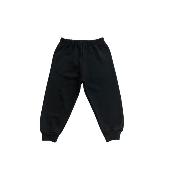 Calça moletom infantil peluciada PRETA 100% algodão UNISSEX tamanho 02 ao 10 c/ elástico e punho
