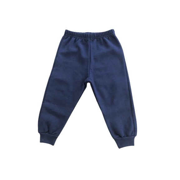 Calça moletom infantil peluciada AZUL MARINHO 100%algodão UNISSEX tam02 ao 10 c/ elástico e punho