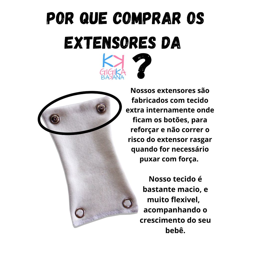 Kit 7 Extensores de Body Bebê 2 e 3 Botões, Alongador de bodie. — imagem 2 de 2