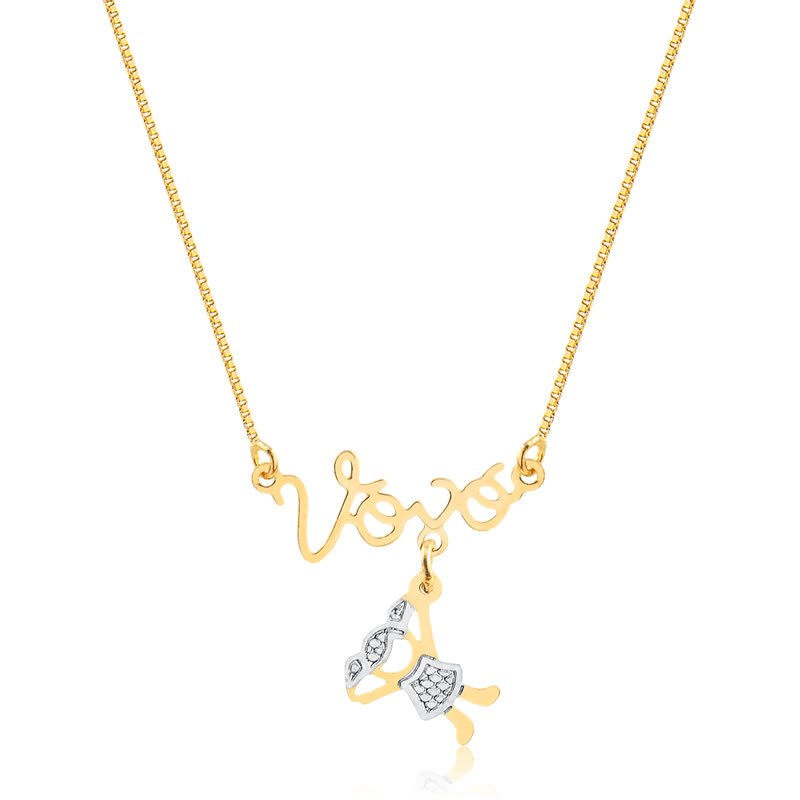 Colar Vovó Personalizado Pingentes de Neto Neta Netos Filho Filha Banhado Ouro Presente Lembrança