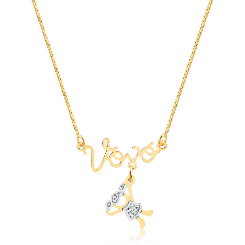 Colar Vovó Personalizado Pingentes de Neto Neta Netos Filho Filha Banhado a Ouro 18k Luxo Presente Lembrança