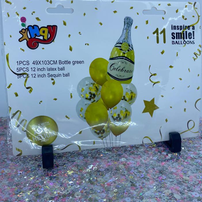 Kit Balão Bouquet Champagne Dourado