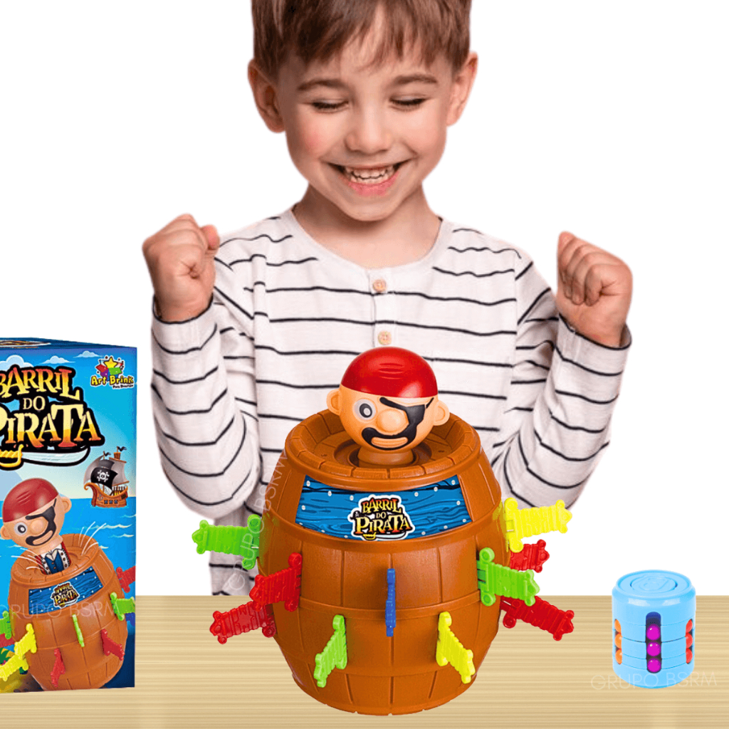 Kit Pula Pirata Barril Brinquedos de Pegadinha Para Criança 5 anos Infantil Jogo Barril do Pirata Presente para menino e menina + Cilindro Mágico Latinha Mágica Brinquedos Educativos Pegadinha